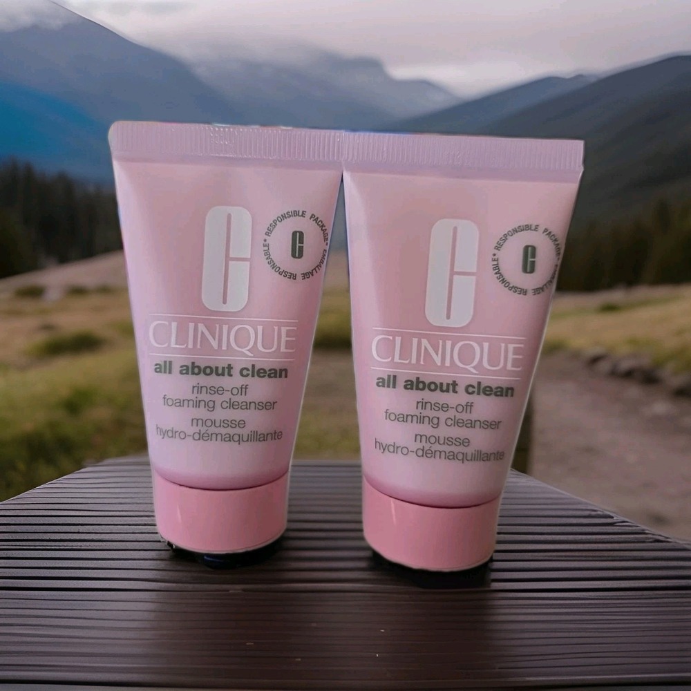 2 Clinique All About Clean Rinse-off Foaming Cleanser 1oz 30ml NEW No Box Travel